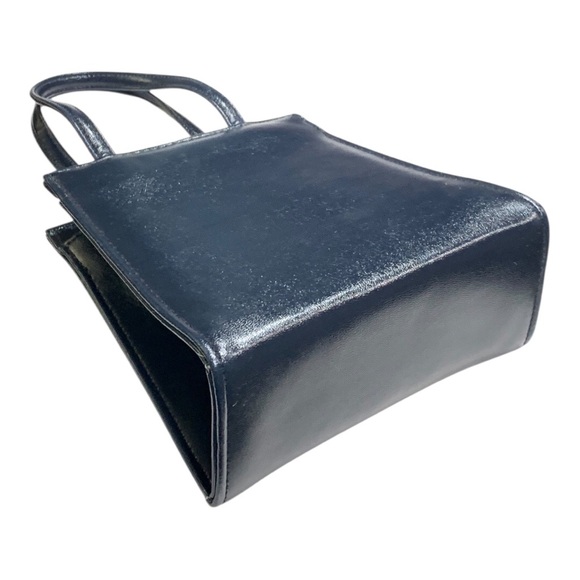 Vintage Navy Blue Structured Top-Handle Purse - Picture 9 of 14
